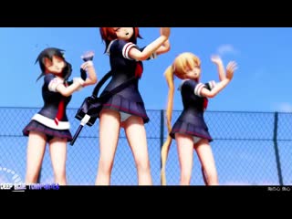 【mmd艦これ】白露型でdeep blue townへおいでよ ミニスカローアングルver 歌詞つき