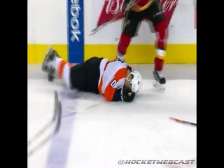 Vincent lecavalier with some brutal friendly fire on brayden schenn