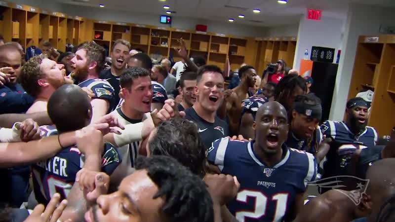 Inside the locker room patriots celebrate win over dolphins