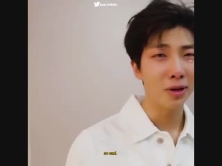 Namjoonie crying because he saw the sad expression on jins face perhaps i will never stop crying