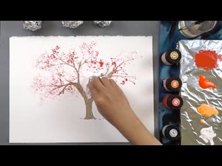 Cherry tree aluminium foil painting technique for beginners easy creative idea