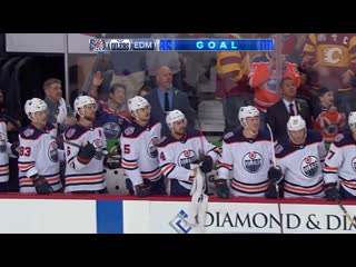 Leon draisaitl wires home his 50th goal of the season