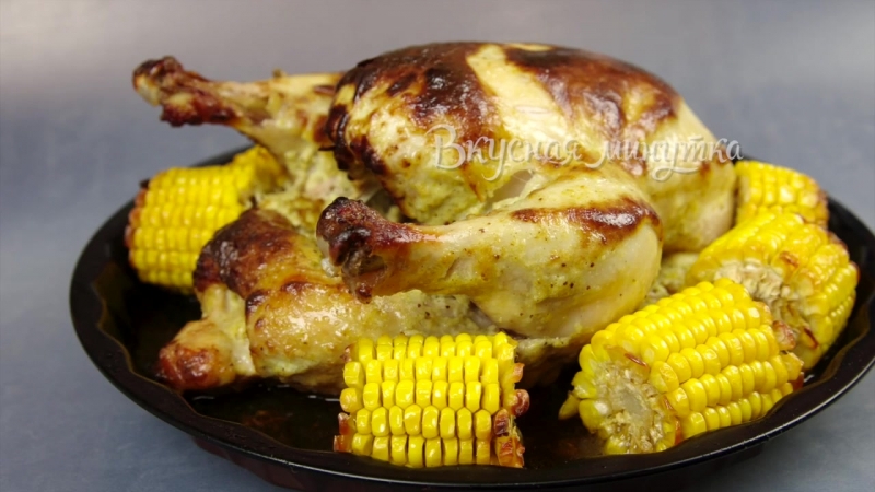 Курица в духое запеченная с кукурузой chicken in the oven