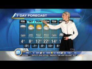 Coco rocha at breakfast television doing montreal forecast and traffic