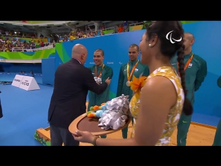 Swimming mens 4x100m freestyle relay 34points victory ceremony rio 2016 paralympic games