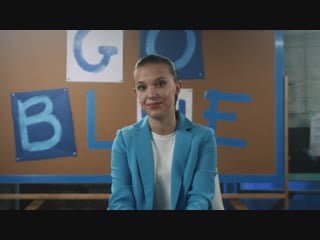 Millie bobby brown go blue on world porn’s day unicef