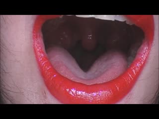 Mouth fetish woman yawning up close uvula