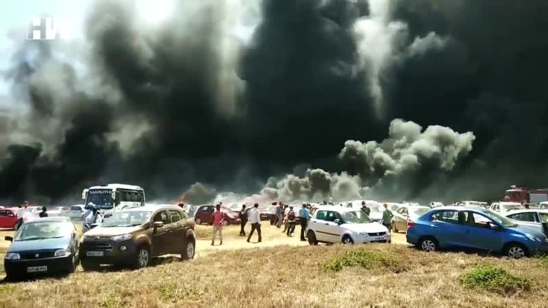 Breaking massive fire broke at aero india 2019 show