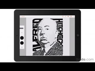 Lynda artist at work hand drawn type portrait 007 digitally inking shadowed areas