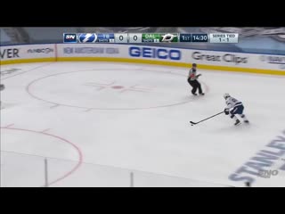 Nikita kucherov scores on breakaway after miro heiskanen coughs up puck at centr