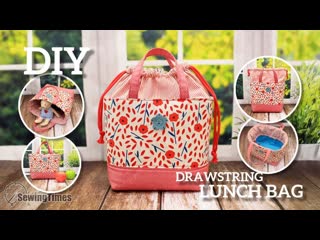 Diy drawstring lunch bag easy drawstring tote bag tutorial [sewingtimes]