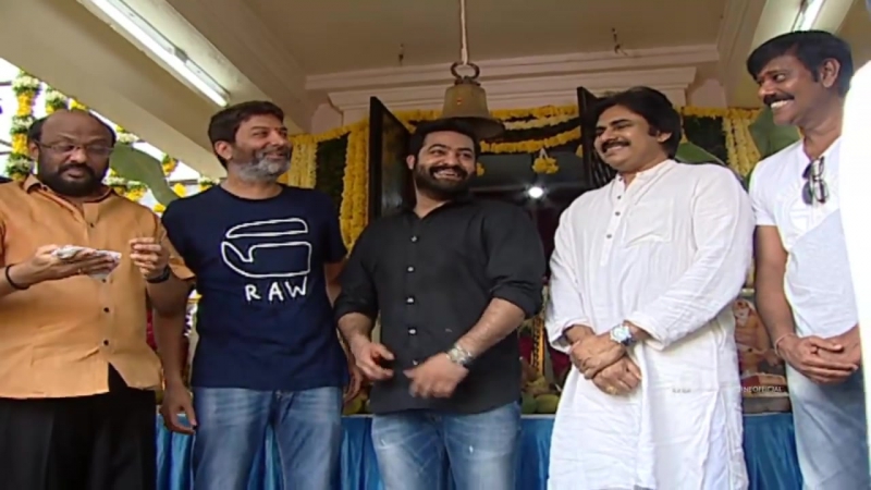 #ntr28launch pooja ceremony jr ntr pawan kalyan trivikram srinivas pr