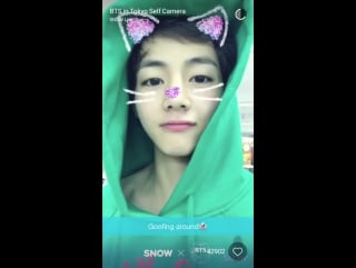 [snow] bts in tokyo self camera #15 v j hope jungkook goofing around 🐱