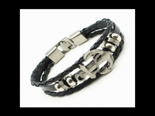 Leather woven anchor charm bracelet ™