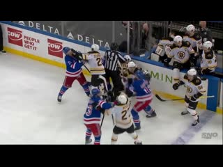 Brad marchand picks a fight and tempers flare between bruins rangers