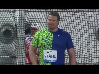 Daniel ståhl amazing discus throw series in doha 2019 (swedish commentators)