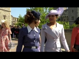 Beautiful @abigailspencer @priyankachopra! the ladies arrive around the same time as @jkcorden for the royalwedding