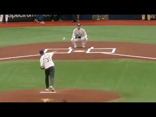Yesterday i got to throw out the first pitch for the rays the thing about throwing out first pitches is it only makes news when