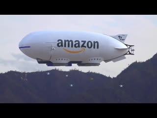 This futuristic amazon blimp pumps out drones