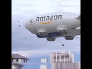 This amazon delivery blimp looks like something out of science fiction japanese artist zozi009 created the video as an april f