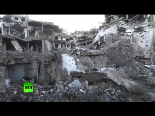 Aerial drone footage shows total devastation in homs, syria (exclusive)