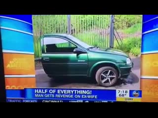 Man who divorced his wife is ordered by the judge to give his wife half of all his possessions ! he took the order literally