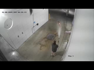 Naked man caught on cctv video showering in sunshine coast car wash