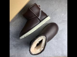 Ugg australia women's classic mini stitch deco boots brown leather stitching