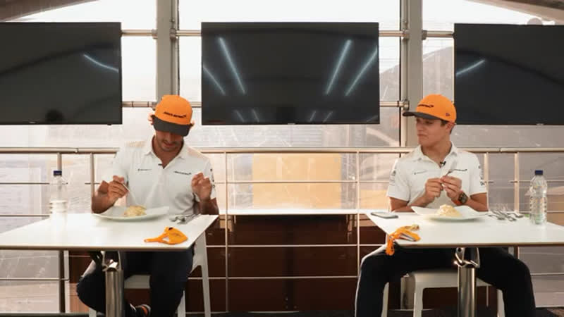 Carlos sainz and lando norris try italian food