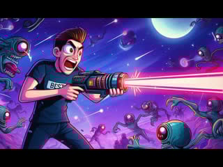 Мистер бист против пришельцев игра про mrbeast 2d шутер с прокачкой враги монстры и страшный босс защитите базу вместе с дроном