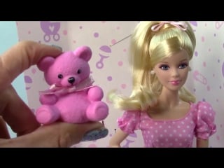 Its a girl barbie doll collectors pink teddy bear new born baby mattel unboxing toy review