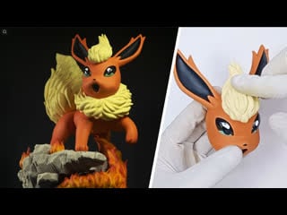 Eeveelutions sculpting flareon pokemon clay art