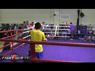 Manny pacquiao vs brandon rios pacquiao mitt workout with freddie roach