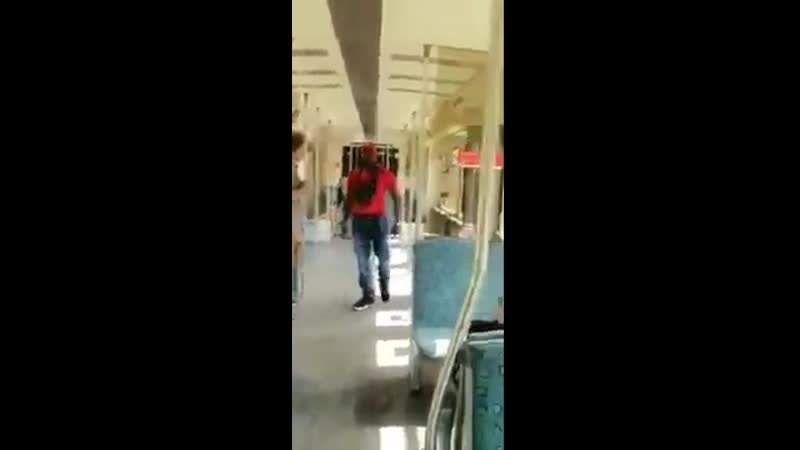 Негр доминирует в вагоне берлинской электрички