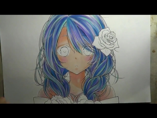 Copic art cute anime girl drawing (narrated)