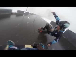 Rosa hutor freeride longboarding with snow