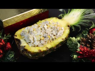 Салат с курицей и ананасом salad with chicken and pineapple