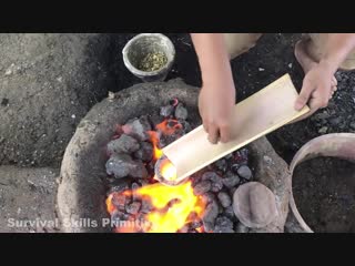 Primitive technology building furnace and casting knife copper beautiful