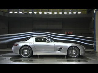 Mercedes sls amg в аэродинамической трубе