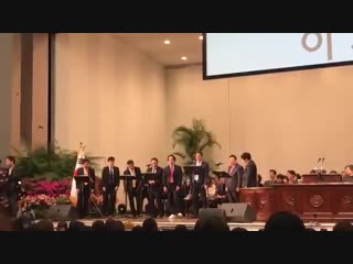 The male professors at ewha womans university sang to twice 'yes or yes' as part of their celebration stage for all the new stud