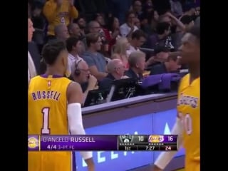 Coach luke walton tells d russ to highfive his teammates