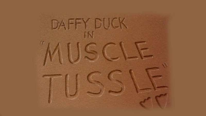 Daffy duck in "muscle tussle", 1953, full cartoon