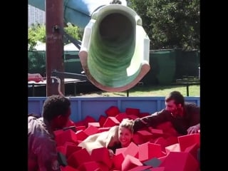 This looks a lot more fun than that walker slide scene from feartwd right, @jennaelfman sdcc