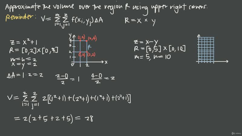 [18 multiple integrals approximating double integrals] 117 approximating double integrals with rectangles