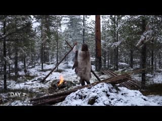 Viking bushcraft trip snow, making tipi, reindeer sleeping bag, cooking meat on hot stone etc #viking #bushcraft #cooking