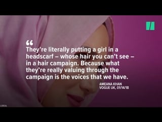 Hijab wearing model amena khan featured in hair ad