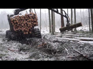 Logset 6f and valmet 840 3 logging in wet forest, big load