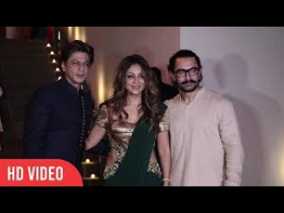 Shahrukh khan with wife gauri khan at aamir khan's diwali party 2017 | viralbollywood