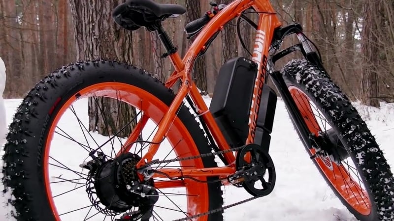 Электро фэтбайк полный привод по снегу и льду!