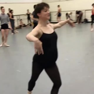 Pregnant ballerina (37 weeks) in class